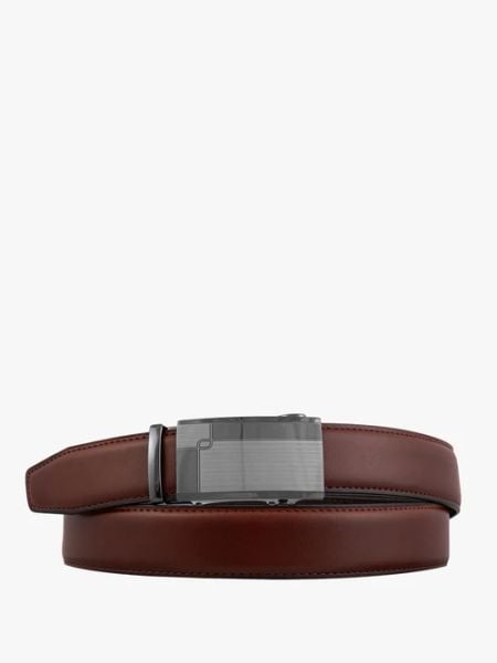 Brązowy pasek męski skórzany. Brązowe paski Ryłko, bez wzorów, z jeansu, eleganckie. Za 129.99 zł.