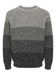 ONLY & SONS Sweter "Birk" w kolorze czarno-szarym rozmiar: XL. Czarne swetry nierozpinane Only & Sons, xl, bez wzorów, z bawełny, bez kołnierzyka, bez ramiączek. Za 100.52 zł.