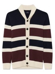 Matinique Kardigan w kolorze kremowo-bordowo-granatowym rozmiar: XL. Brązowe swetry rozpinane Matinique, xl, bez wzorów, bez kołnierzyka, bez ramiączek. Za 282.99 zł.