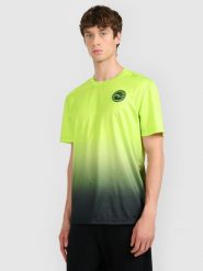 4F Koszulka szybkoschnąca z nadrukiem męska 4F x Robert Lewandowski - zielona M. Zielone t-shirty sportowe 4F, bez wzorów, z materiału, bez ramiączek, na fitness i siłownię. Za 129.99 zł.