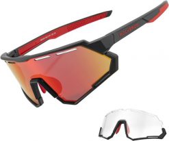 Okulary rowerowe z wymiennymi soczewkami polaryzacyjnymi i fotochromowymi. Czarne okulary przeciwsłoneczne ROCKBROS. Za 151.60 zł.