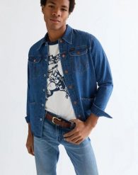 MESKA KOSZULA WRANGLER WRANGE SHIRT HARBOR BLUE 112377969. Niebieskie koszule Wrangler, l, bez wzorów, bez kołnierzyka, bez ramiączek. Za 159.99 zł.
