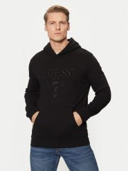 Guess Bluza M5RQ36 KCN01 Czarny Regular Fit. Czarne bluzy Guess, m, z aplikacjami, z bawełny, bez kaptura. Za 239.99 zł.
