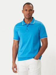 KARL LAGERFELD Polo 745080 562200 Niebieski Regular Fit. Niebieskie koszulki polo KARL LAGERFELD, m, bez wzorów, z bawełny, bez kołnierzyka, bez ramiączek. Za 539.99 zł.