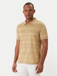 KARL LAGERFELD Polo 745006 562201 Beżowy Regular Fit. Brązowe koszulki polo KARL LAGERFELD, m, bez wzorów, z bawełny, bez kołnierzyka, bez ramiączek. Za 589.99 zł.