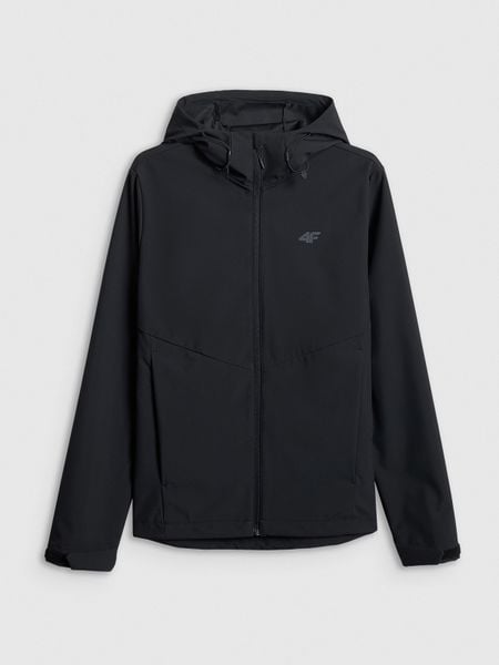 4F Kurtka softshell wiatroodporna membrana 5000 męska - czarna M. Czarne kurtki 4F, m, bez wzorów, z softshellu, bez kaptura. Za 299.99 zł.