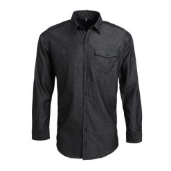 Męska Koszula Jeansowa Z Przeszyciami. Niebieskie koszule PREMIER, m, bez wzorów, z jeansu, bez kołnierzyka, bez ramiączek. Za 174.99 zł.