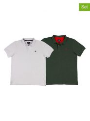 The Time of Bocha Koszulki polo (2 szt.) w kolorze zielonym i białym rozmiar: XL. Białe koszulki polo The Time of Bocha, xl, bez wzorów, z bawełny, bez kołnierzyka, bez ramiączek. Za 165.99 zł.