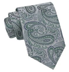 Męski Krawat, Szeroki, Klasyczny - CHATTIER - Odcienie Popielu i Mięty, Wzór Paisley. Szare krawaty i muchy Chattier, bez wzorów, z tkaniny. Za 49.00 zł.