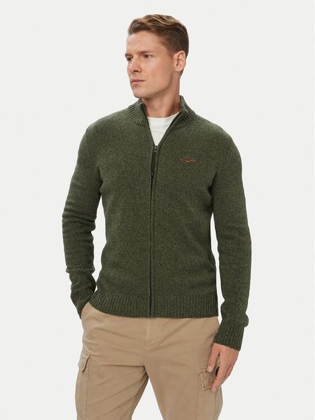 Aeronautica Militare Kardigan 262MA1646UL00924 Khaki Regular Fit. Brązowe swetry rozpinane Aeronautica Militare, m, bez wzorów, z wełny, bez kołnierzyka, bez ramiączek. Za 799.99 zł.
