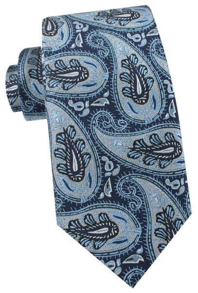 Krawat Męski - Angelo di Monti - Duże Paisley, Niebieski. Niebieskie krawaty i muchy Angelo di Monti, bez wzorów, z tkaniny. Za 45.00 zł.