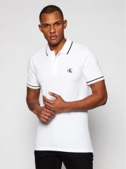 Calvin Klein Jeans Polo J30J315603 Biały Slim Fit. Białe koszulki polo Calvin Klein Jeans, m, bez wzorów, z bawełny, bez kołnierzyka, bez ramiączek. Za 329.99 zł.