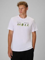 4F T-shirt regular z nadrukiem męski - biały XL. Białe t-shirty 4F, m, bez wzorów, z bawełny, bez kołnierzyka, bez ramiączek. Za 69.99 zł.