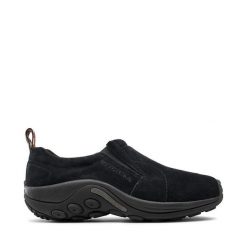 Półbuty Merrell. Czarne eleganckie półbuty Merrell, bez wzorów, bez obcasa, bez zapięcia. Za 279.99 zł.