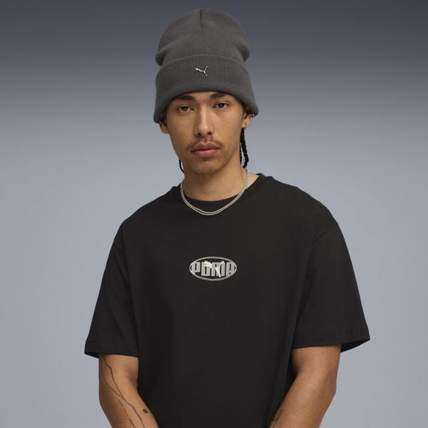 Głęboka czapka z metalowym logo PUMA CAT PUMA. Szare czapki zimowe Puma, bez wzorów. Za 89.00 zł.