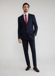 Granatowe spodnie garniturowe P22SF-6G-013-G-S. Eleganckie spodnie Pako Lorente, m, z elastanu, eleganckie. Za 149.99 zł.