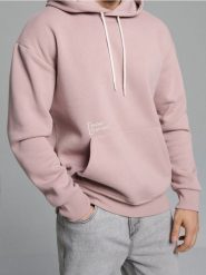 Bluza hoodie z napisem - różowy. Czerwone bluzy bez kaptura Sinsay, l, bez wzorów, bez kaptura. W wyprzedaży za 35.99 zł.