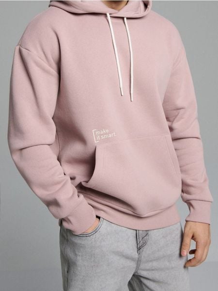 Bluza hoodie z napisem - różowy. Czerwone bluzy bez kaptura Sinsay, l, bez wzorów, bez kaptura. W wyprzedaży za 35.99 zł.