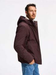 Kurtka z kapturem - mahoniowy. Brązowe kurtki Reserved, l, bez wzorów, z kapturem. Za 359.99 zł.