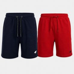KOMPLET SPODENEK MĘSKICH 4F ZESTAW 2PAK DRESOWE SZORTY PRZED KOLANO. Krótkie spodenki sportowe 4F, l, bez wzorów, z bawełny. Za 179.98 zł.