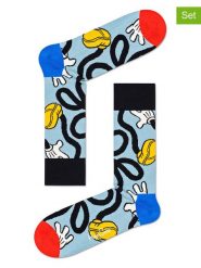 Happy Socks Skarpety (2 pary) w kolorze błękitnym ze wzorem rozmiar: 36-40. Niebieskie skarpety Happy Socks, bez wzorów, prążkowane. Za 65.99 zł.