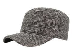 Czapka z Daszkiem Jesienno-Zimowa, Jasna Szara w Drobny Wzór, Patrolówka z Nausznikami -Pako Jeans. Szare czapki z daszkiem Pako Jeans, na zimę, bez wzorów, z jeansu. Za 59.00 zł.
