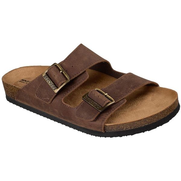 Sandały męskie Skechers Aidan Westmont. Brązowe sandały Skechers, ze skóry, bez zapięcia. Za 490.00 zł.