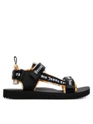 Versace Jeans Couture Sandały 80YA3S7B ZSS82 Czarny. Czarne sandały Versace Jeans Couture, z jeansu, bez zapięcia. Za 569.99 zł.