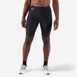 Second Life - Legginsy do biegania krótkie męskie Kiprun Run... - Stan Doskonały. Czarne legginsy długie sportowe KIPRUN, m, bez wzorów, z materiału, z standardowym stanem, do biegania. Za 33.99 zł.