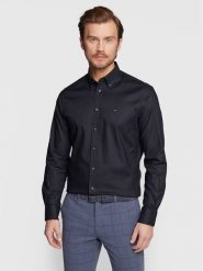 Tommy Hilfiger Koszula Flex MW0MW29969 Granatowy Regular Fit. Niebieskie koszule Tommy Hilfiger, m, bez wzorów, z bawełny, bez kołnierzyka, bez ramiączek. Za 269.99 zł.