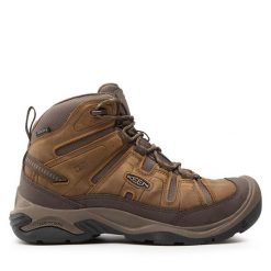 Trekkingi Keen. Brązowe botki sznurowane Keen, bez wzorów, bez obcasa, bez zapięcia. Za 599.99 zł.