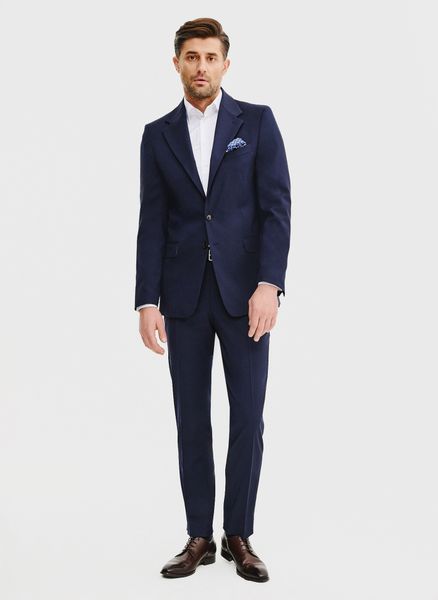 PAKO LORENTE – Wełniane spodnie garniturowe w kolorze granatowym. Eleganckie spodnie Pako Lorente, do pracy, m, bez wzorów, z wełny. Za 799.99 zł.