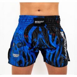 Szorty czaszki Knockout KickBox. Niebieskie szorty KNOCKOUT, bez wzorów, sportowe. Za 151.79 zł.