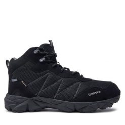 Trekkingi Treksta. Czarne botki sznurowane Treksta, bez wzorów, z gore-texu, bez obcasa, bez zapięcia. Za 319.99 zł.