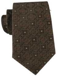 Brązowy Krawat z Eleganckim, Geometrycznym Wzorem - Alties. Brązowe krawaty i muchy Alties, bez wzorów, z tkaniny. Za 55.00 zł.