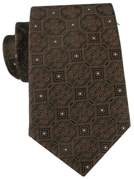 Brązowy Krawat z Eleganckim, Geometrycznym Wzorem - Alties. Brązowe krawaty i muchy Alties, bez wzorów, z tkaniny. Za 55.00 zł.