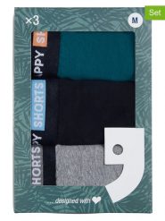 Happy Shorts Bokserki (3 pary) w kolorze granatowo-zielono-szarym rozmiar: L. Niebieskie bokserki Happy Shorts, l, bez wzorów. Za 89.47 zł.