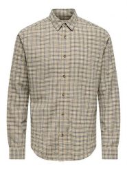 ONLY & SONS Koszula - Regular fit - w kolorze szarobrązowym rozmiar: M. Brązowe koszule Only & Sons, m, bez wzorów, z bawełny, bez kołnierzyka, bez ramiączek. Za 86.95 zł.