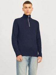 Jack & Jones Sweter w kolorze granatowym rozmiar: L. Niebieskie swetry nierozpinane Jack & Jones, l, bez wzorów, bez kołnierzyka, bez ramiączek. Za 123.82 zł.