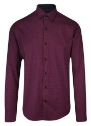Koszula Bordowa w Drobne Kwiatki, Męska Długi Rękaw, Slim Fit, Taliowana -TO-ON. Czerwone koszule TO-ON, m, bez wzorów, z bawełny, bez kołnierzyka, bez ramiączek. Za 109.00 zł.