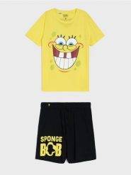 Bawełniana piżama dwuczęściowa z nadrukiem SpongeBob - wielobarwny. Piżamy Sinsay, l, bez wzorów, z bawełny, bez ramiączek. Za 49.99 zł.
