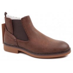 Buty sztyblety męskie Wrangler Toby. Brązowe sztyblety Wrangler, bez wzorów, z gumy, bez obcasa, bez zapięcia. Za 269.00 zł.