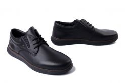 RIEKER 10419-00 black, półbuty męskie. Czarne eleganckie półbuty Rieker, bez wzorów, bez obcasa, bez zapięcia. Za 292.43 zł.