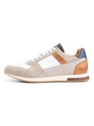 DENBROECK Skórzane sneakersy "Leonard St." w kolorze karmelowo-biało-beżowym rozmiar: 40. Brązowe buty sportowe casual DENBROECK, bez wzorów, bez zapięcia. Za 350.56 zł.