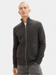 Tom Tailor Sweter 1038317 Szary Regular Fit. Szare swetry rozpinane Tom Tailor, m, bez wzorów, z bawełny, bez kołnierzyka, bez ramiączek. Za 189.99 zł.