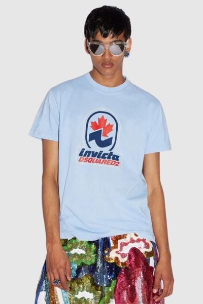 DSQUARED2 Niebieski t-shirt męski invicta cigar, Rozmiar XXL. Niebieskie t-shirty Dsquared2, m, bez wzorów, bez kołnierzyka, bez ramiączek. W wyprzedaży za 599.99 zł.