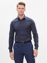 Calvin Klein Koszula K10K112305 Granatowy Slim Fit. Niebieskie koszule CALVIN KLEIN, m, bez wzorów, z bawełny, bez kołnierzyka, bez ramiączek. Za 429.99 zł.