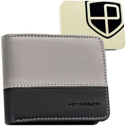 Czarno-szary portfel Peterson PTN EH-05Z. Czarne portfele Peterson, bez wzorów, ze skóry ekologicznej. Za 69.99 zł.