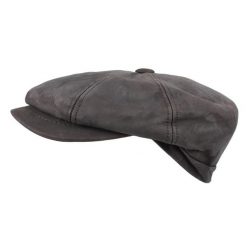 Czapka z guzikami ze skóry Nappa Horka. Brązowe czapki zimowe HORKA, bez wzorów, z nubiku. Za 378.00 zł.