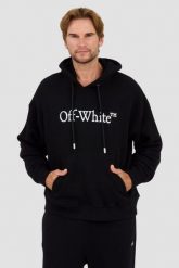 OFF-WHITE Czarna bluza Big Bookish Skate Hoodie White. Czarne bluzy Off-White, m, bez wzorów, bez kaptura. W wyprzedaży za 1,999.99 zł.